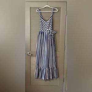 J Crew Blue and White Stripe Maxi Sun Dress 12 Worn 2X